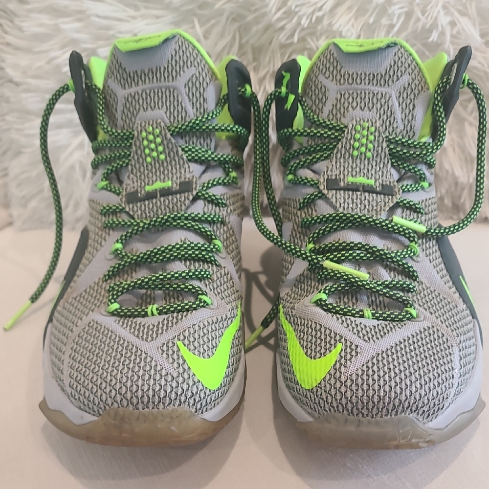Lebron James Dunk Force Nike Gray and Neon Green Basketball Sneakers Size 12